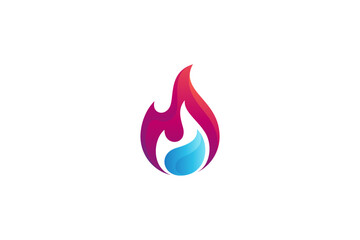 fire logo with water element in simple design concept