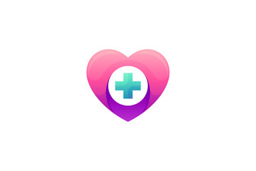 Heart logo with medical symbol inside in modern design