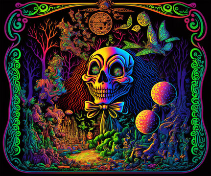 Cute Psychedelic Skull Generative AI