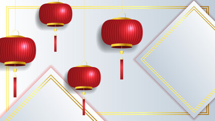 Chinese background vector illustration with white red and gold 3d gradient color