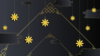 Chinese background vector illustration with black red and gold 3d gradient color