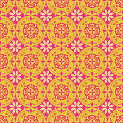 New Year Floral Seamless Pattern Background Garden Nature Damask Aboriginal Ornament Art