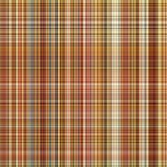 Woodland brown tartan seamless pattern textile. Tonal autumnal forest plaid with organic texture. Background of orange stripe for rough wallpaper. 