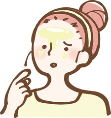 脂性肌の女性　イラスト