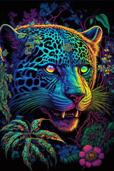 Psychedelic Leopard Face Generative AI