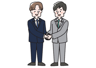 両手でかたい握手を交わすビジネスマン（カラー）