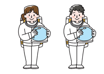 宇宙飛行士の男女のイラスト