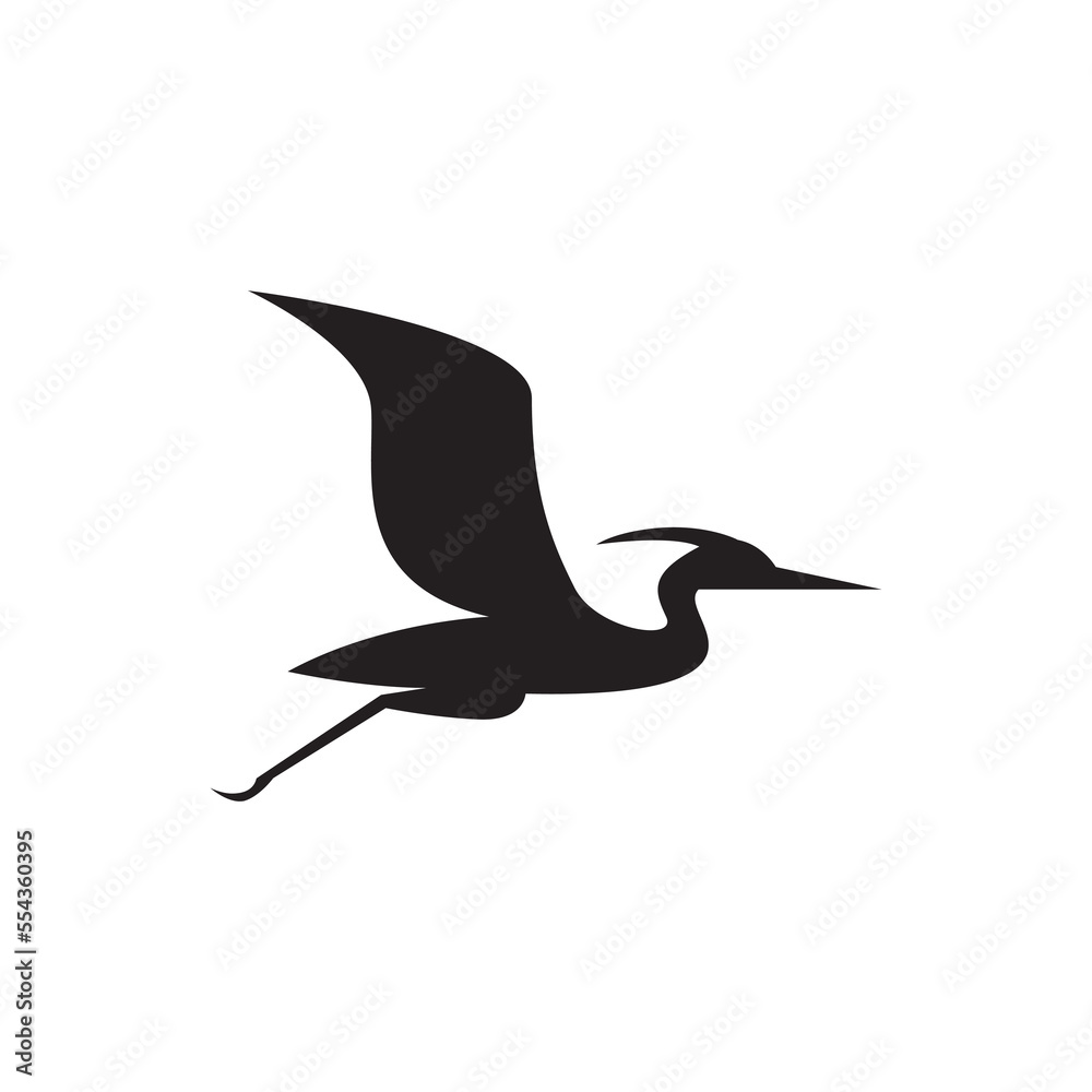 Wall mural flying stork icon vector isolated on white background.