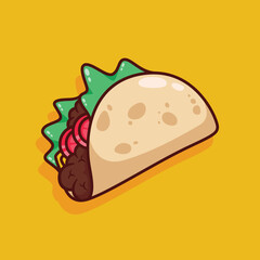 cute taco illustration in flat design