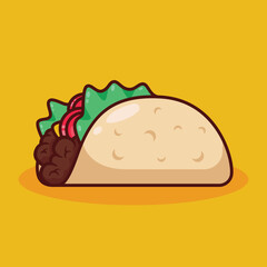 cute taco illustration in flat design