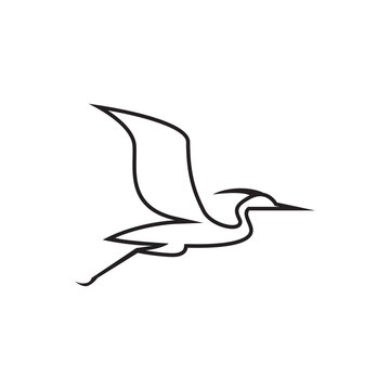 recommend clip art: line icon egret design vector isolated on white background.