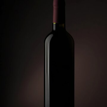 AI generated unlabelled red wine bottle in dim red light