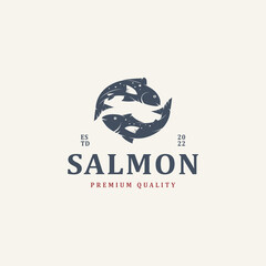 Seafood salmon fish vintage for badge label sticker logo design 2