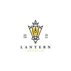 Vintage lantern with line art style logo design