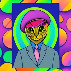 Cat Dress in a Suit and Hat Generative AI