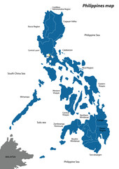 Map of Republic of the Philippines with the provinces colored