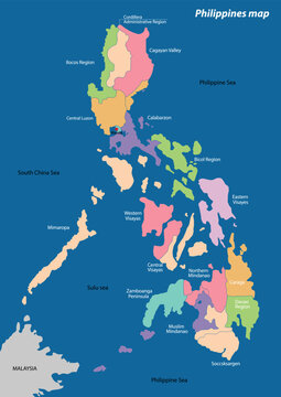 Map of Republic of the Philippines with the provinces colored