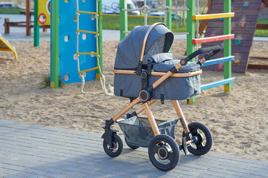 Baby stroller on the playground