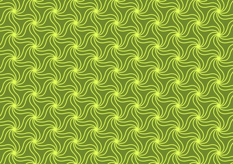 Seamless flower line pattern geometric green background