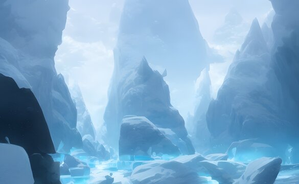 Beautiful Landscape Of Ice Age Landscape Created With Generative AI Technology