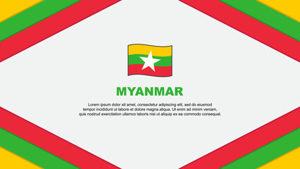 Myanmar Flag Abstract Background Design Template. Myanmar Independence Day Banner Cartoon Vector Illustration. Myanmar