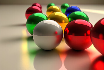Naklejka premium Holiday colored balls on a white table. Generative AI