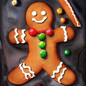 gingerbread person with gingerbread cookies