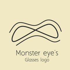 Vector logo of monster eye or monster glass concept with line art style. 