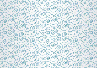 Abstract blue wave bubble seamless pattern vector background