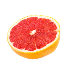 Fresh Grapefruit citrus fruit with half slice isolated on white