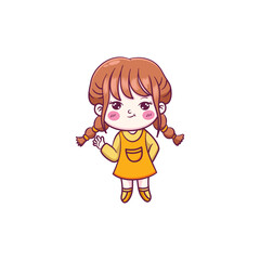 cute little girl cartoon vector
