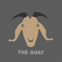 Vector character of goat head in flat art design with silhouette concept colored brown. 