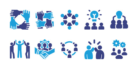 Teamwork icon set. Duotone color. Vector illustration. Containing teamwork, brainstorming, team, employee.