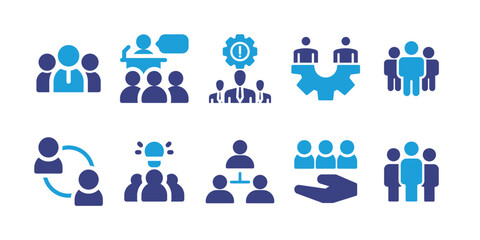 Teamwork icon set. Duotone color. Vector illustration. Containing teamwork, speech, leadership, team.