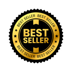 label best seller gold. luxury elegant business icon for product logo design
