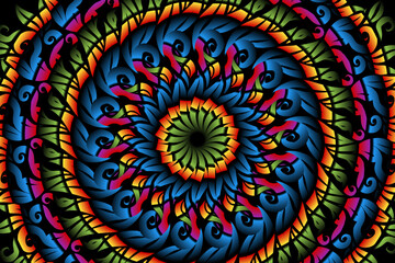 colourful caleidoscope classic gradient flower art pattern of traditional tenun batik ethnic dayak ornament for wallpaper ads background sticker or clothing