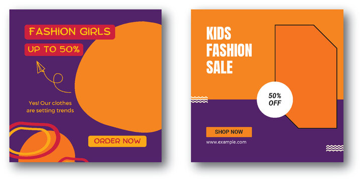 kids fashion sale banner social media