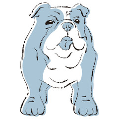 シンプルでかわいいブルドッグ　手描き線画ベクターイラスト