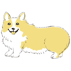 シンプルでかわいいコーギー　手描き線画ベクターイラスト