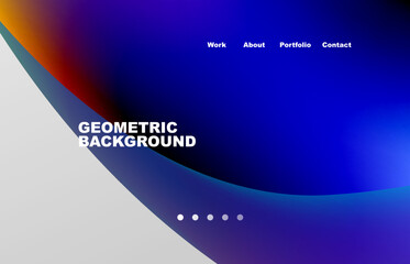 Landing page abstract liquid background. Flowing shapes, round design and circle. Web page for website or mobile app wallpaper