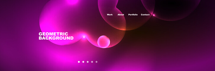 Neon glowing bubbles, circles magic energy space light concept, abstract background wallpaper design