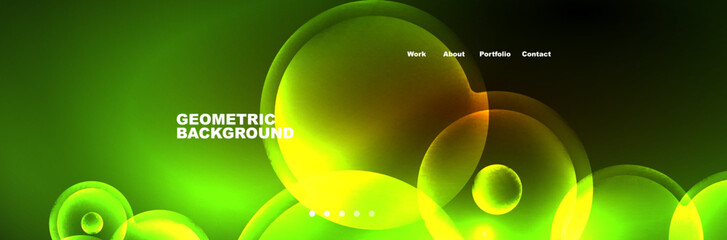 Shiny neon circles and bubbles, dark abstract background with blurred magic neon light, wallpaper design