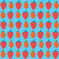 Flat organic doodle pattern background. Hand drawn fruit background. Hand drawn abstract fruit pattern.