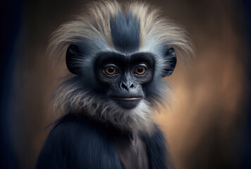 Fototapeta premium Trachypithecus obscure, a dusky Langur. Generative AI
