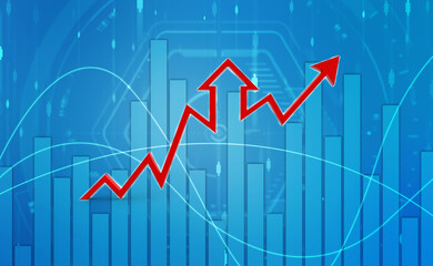 3d rendering business graph and documents. Stock market chart. Business graph background, Financial Background