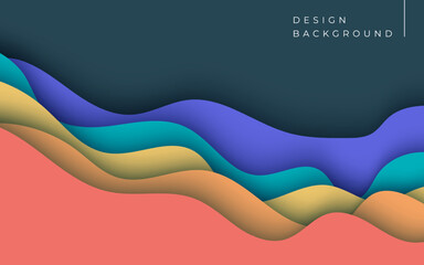 Multi layers soft colorful texture 3D papercut layers in gradient vector banner. Abstract paper cut art background design for website template. Topography map concept or smooth origami paper cut