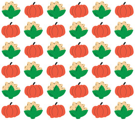 Hand drawn vegetable background. Hand drawn abstract vegetable pattern. Organic doodle pattern background.