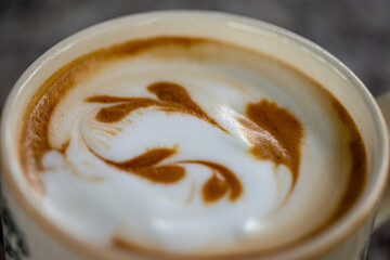 Close up photo of latte coffee