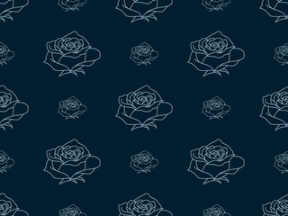 Flower cartoon character seamless pattern on blue background