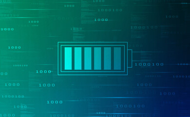 Battery Icon in digital background, battery supply Concept Background, Energy Efficiency Concept, Power and Energy background
